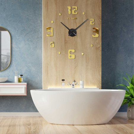 A designer wall clock with bold numerals and simple dots instead of some numbers. A designer wall clock with bold numerals and simple dots instead of some numbers.