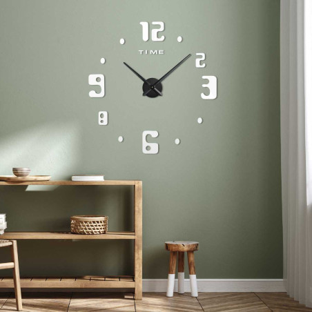 Wall clock with a creative design, playful numbers and a clean background. Wall clock with a creative design, playful numbers and a clean background.