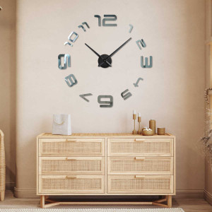 Wall sticker clock with large numbers and minimalist hands.