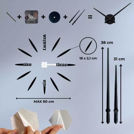 Product visualization with an overview of the dimensions and layout of individual elements of the 3D clock.