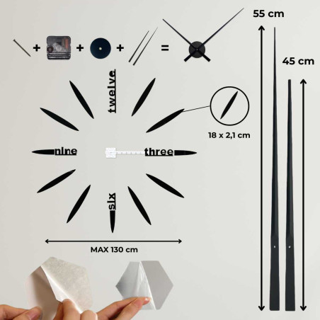 Image with detailed information about the size and spatial arrangement of the 3D clock.