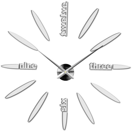 Wall clock with a three-dimensional effect and elegantly shaped hands.