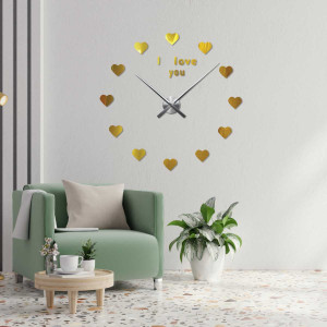 Romantic wall clock with hearts instead of numbers and the inscription "I love you" at the top of the dial. 2