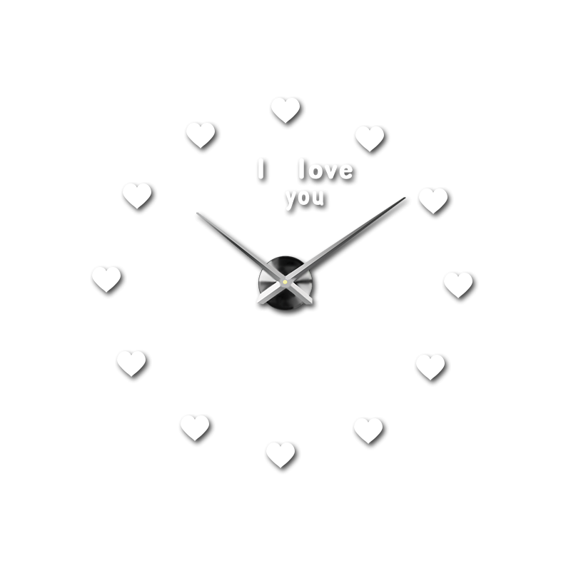 Detail of a watch face with hearts instead of classic time markers.