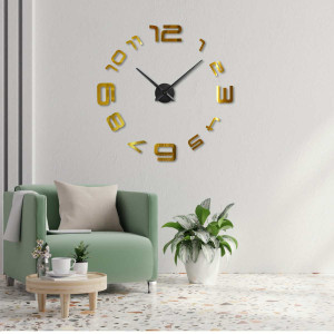Wall sticker clock with large numbers and minimalist hands. 2