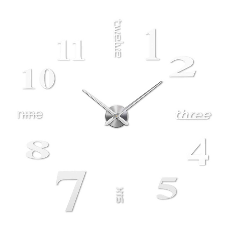 Designer wall clock with numbers facing in different directions.