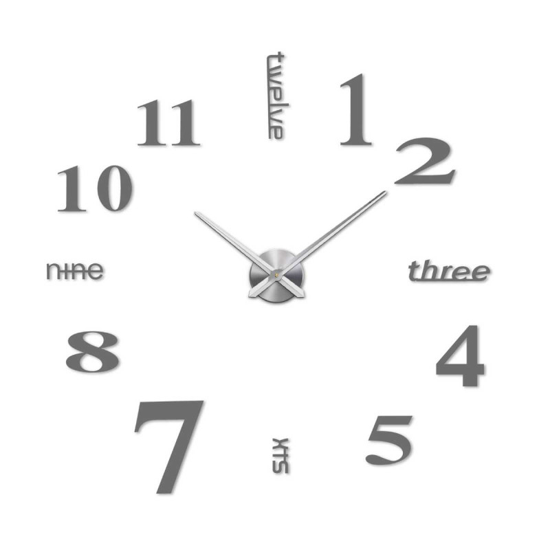 A wall clock with a dial where the numbers are shown both numerically and in words.