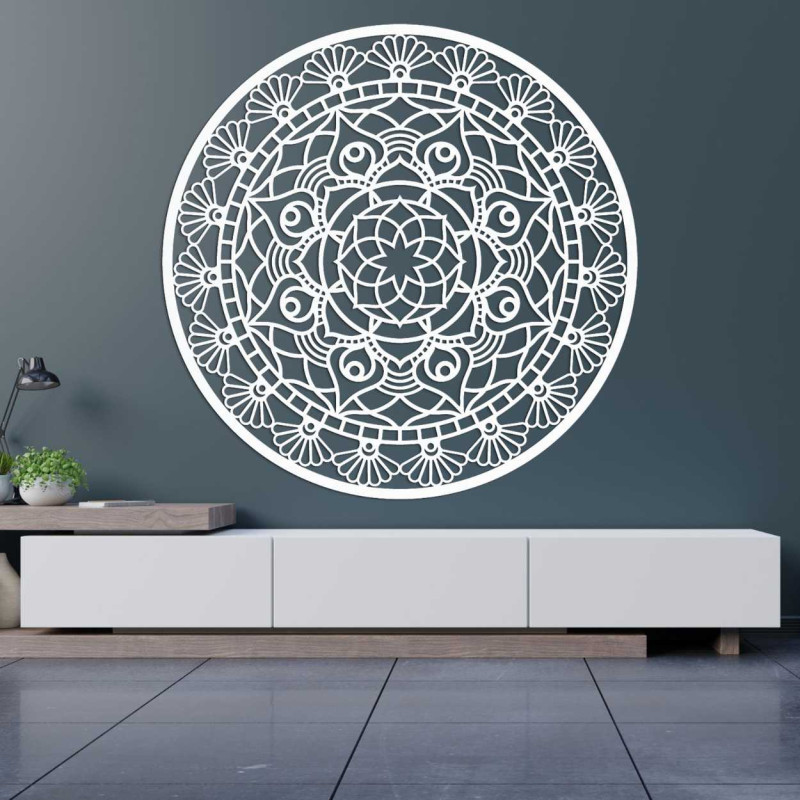 Circular design with delicate lines and floral patterns that create a harmonious whole.