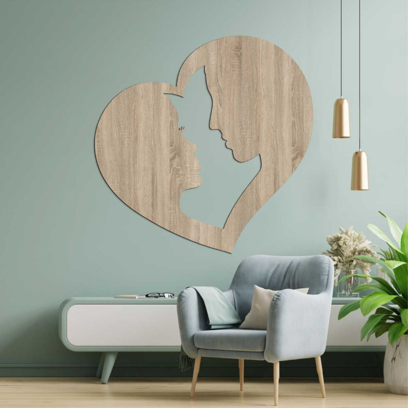 Minimalist decoration with a carved motif of love and closeness between two people.