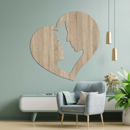 Minimalist decoration with a carved motif of love and closeness between two people.