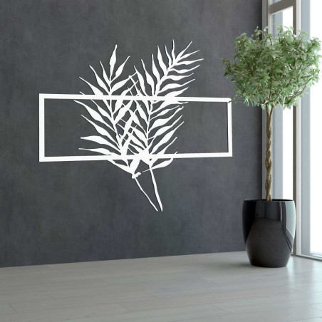 Wooden picture with minimalist leaves in a frame - FERNS