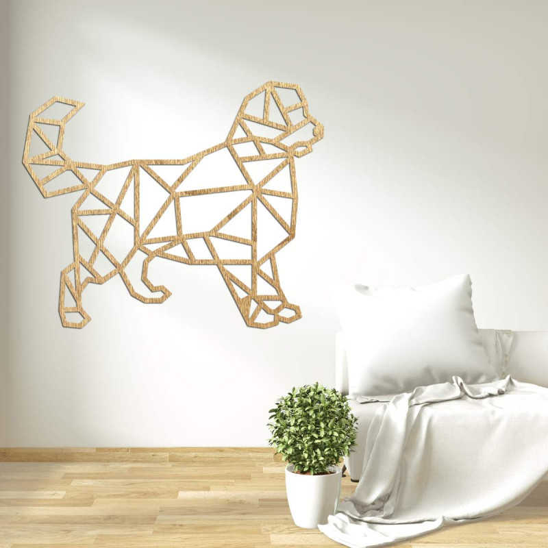 Carved geometric wall painting dog - HAFFO