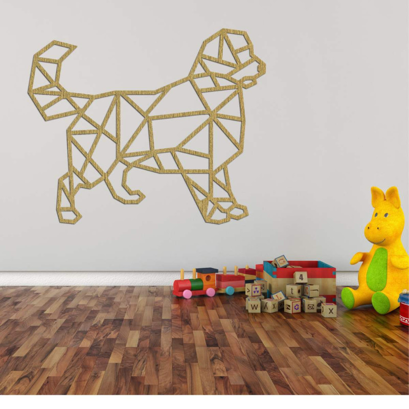 Carved geometric wall painting dog - HAFFO