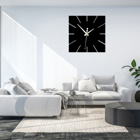 Square wall clock with minimalist design and contrasting elements