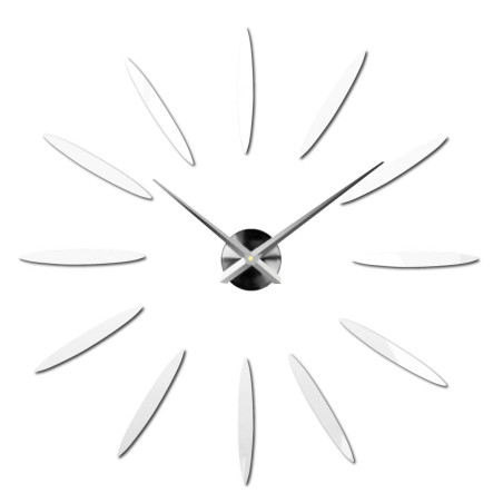 A creatively placed clock that creates a sunbeam effect using gold elements.