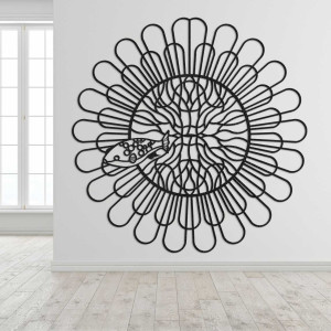 Modern wall decoration with delicate curves and a central abstract design. 2