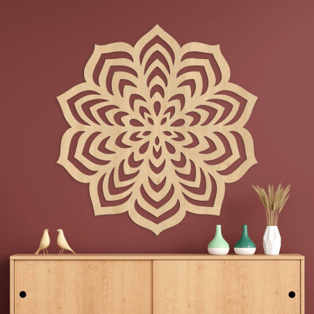 A design wooden element with a regular and symmetrical composition.