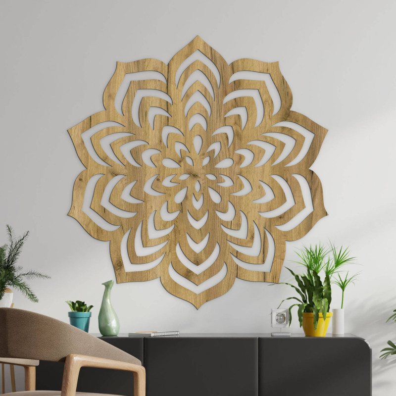Mandala motif with precise cutouts and even composition.