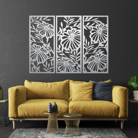 Floral motif on wood - unique wall decoration