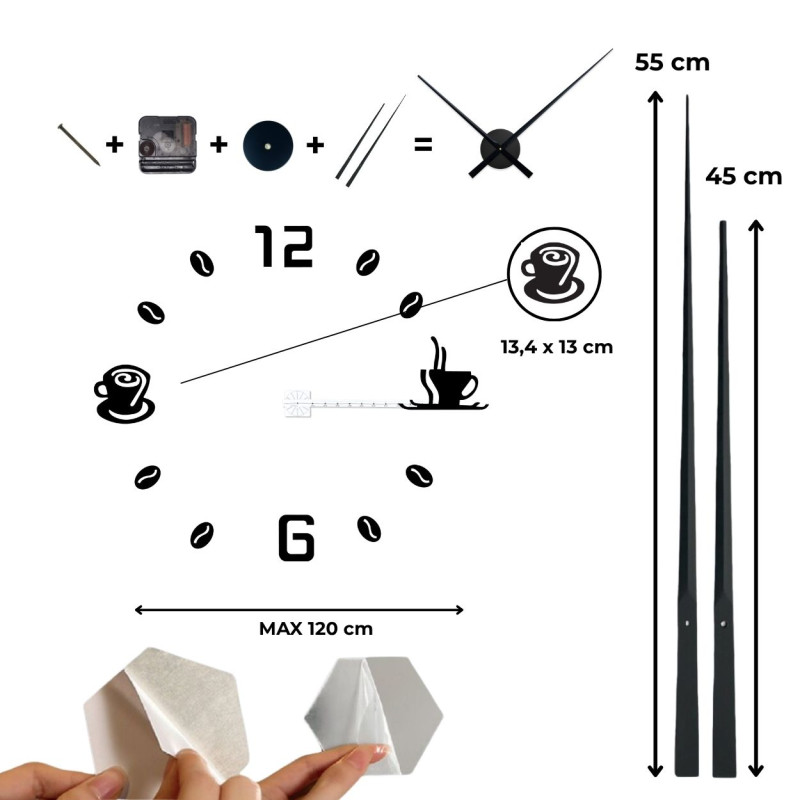 Wall clock adhesive coffee - COFFE