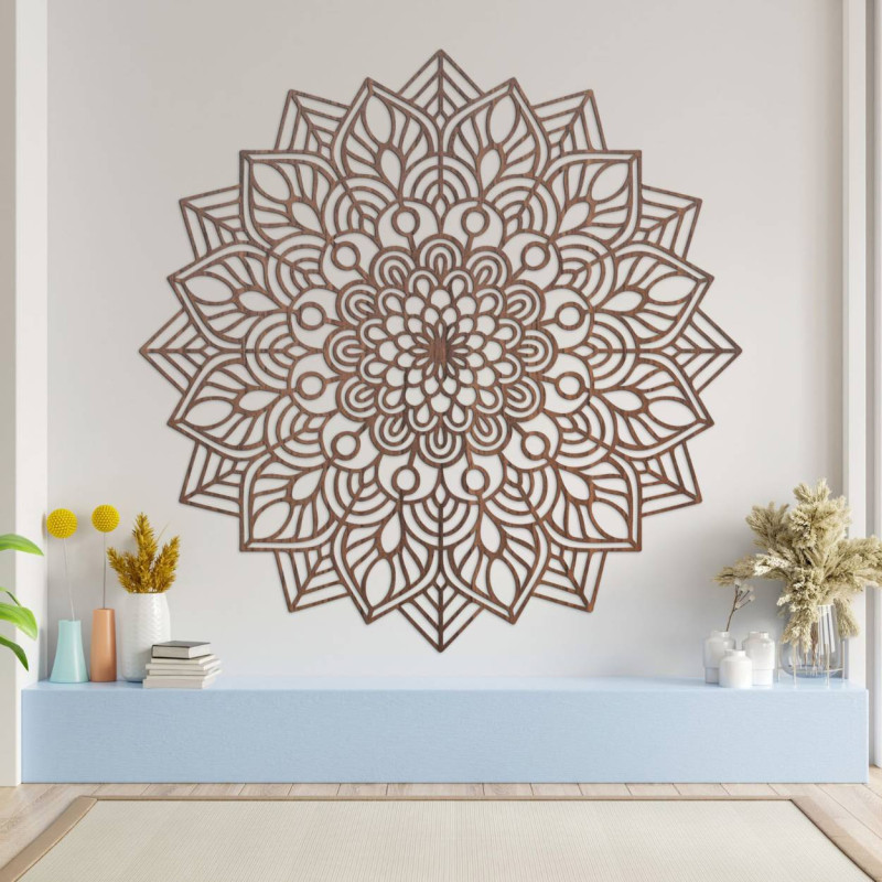 Mandala decoration with fine details and a concentrated central motif.