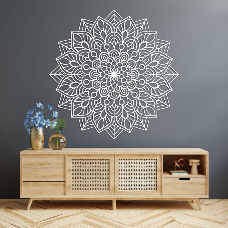 Artistic wall decoration with a distinctive line structure.