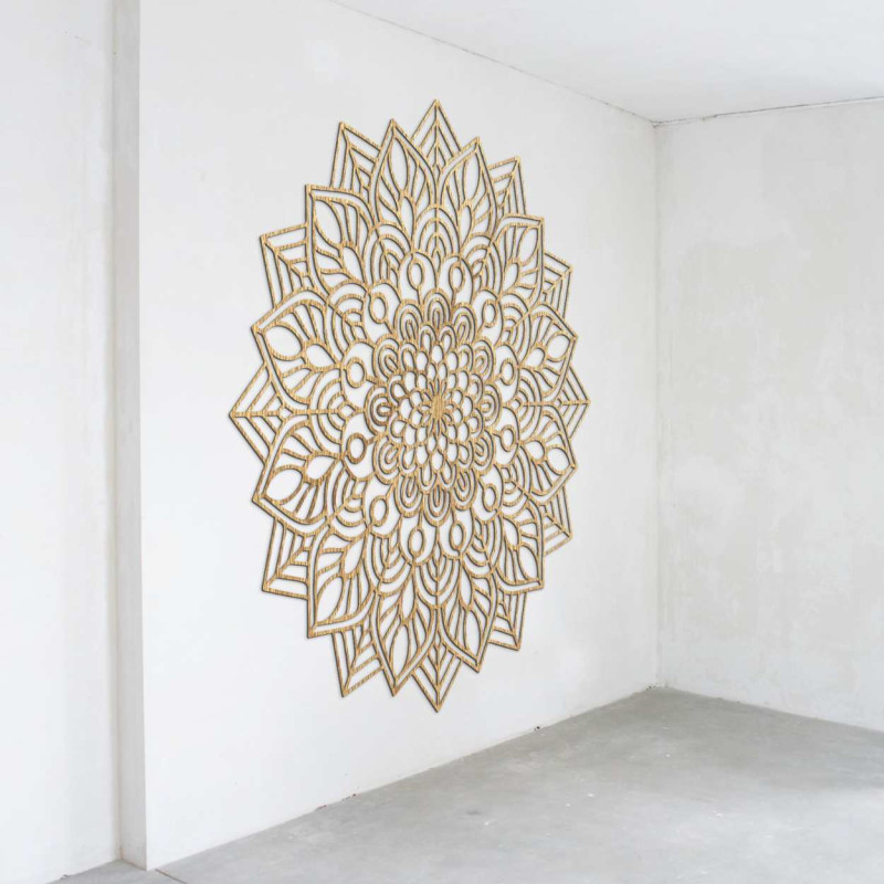 Wooden mandala on the wall, harmonious energy -...