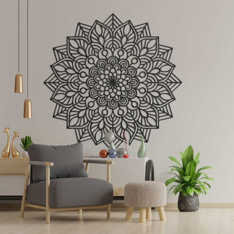 Wooden mandala on the wall, harmonious energy -...