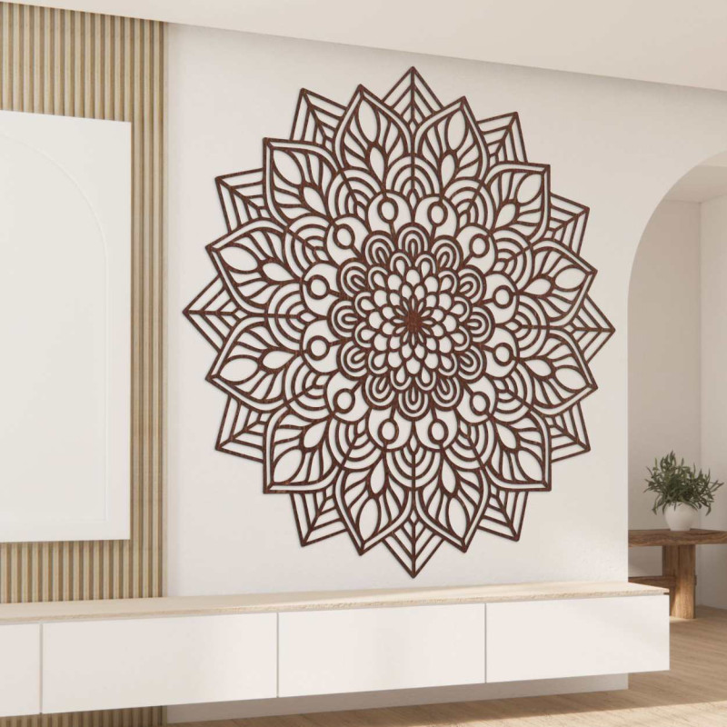 Wooden mandala on the wall, harmonious energy -...