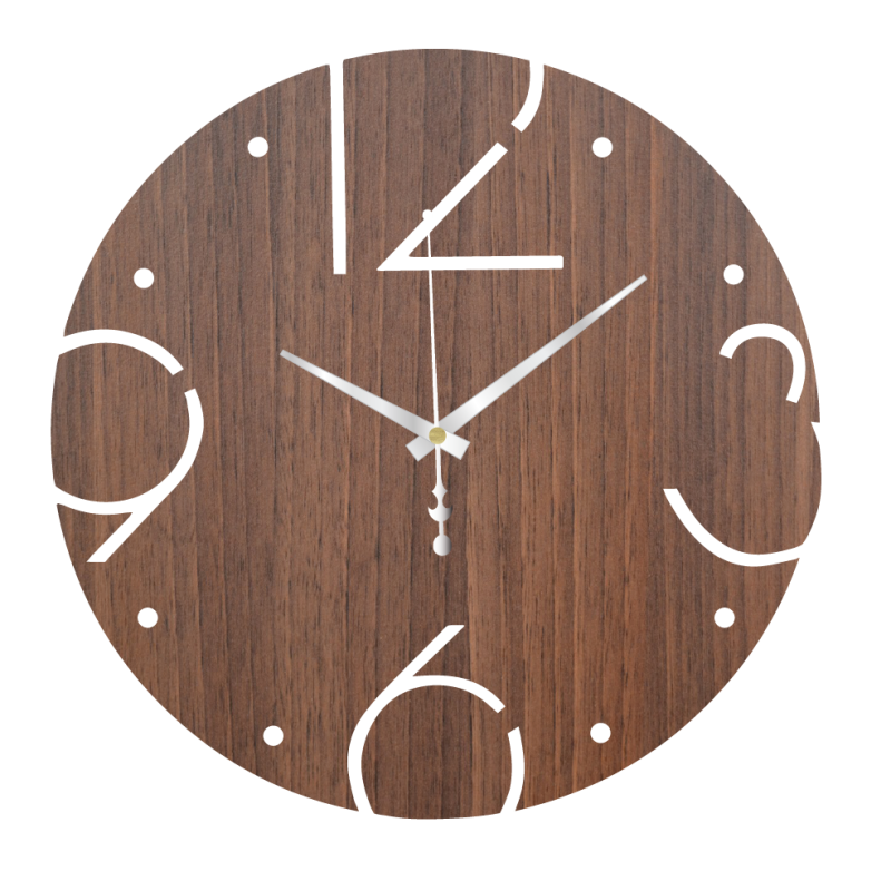 Wooden clock with unique carved numbers - SENSON