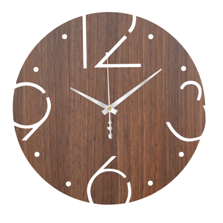 Wooden clock with unique carved numbers - SENSON