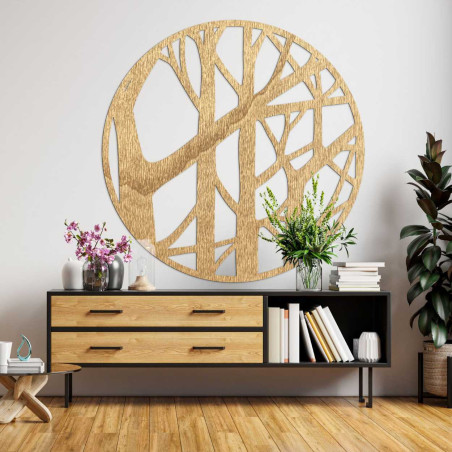 Close-up view of wooden tree pattern in circular design