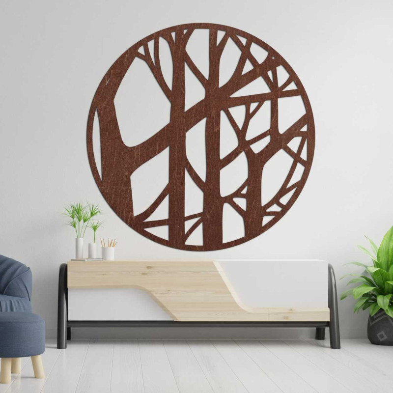 Minimalist natural wood decoration with a tree motif