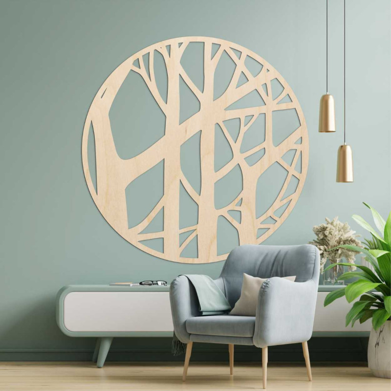 Carved wooden tree motif as interior decoration