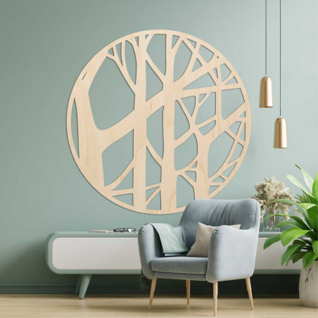 Carved wooden tree motif as interior decoration