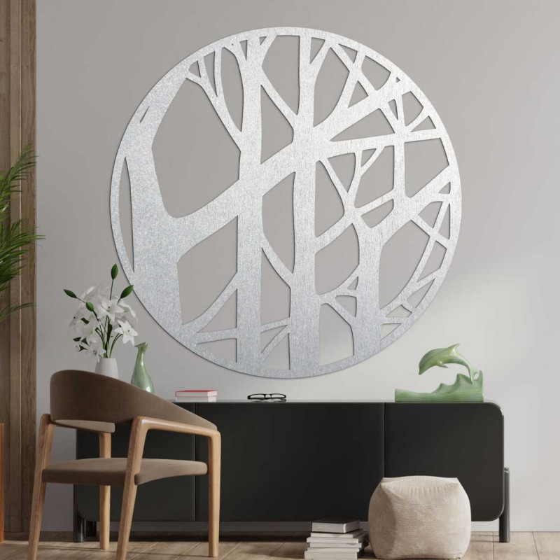 Modern wall decoration with a tree design made of wood