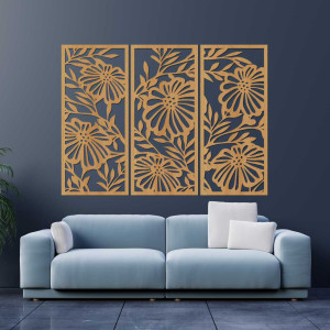 Elegant wall decoration with a motif of flowers and leaves in a delicate design. 2