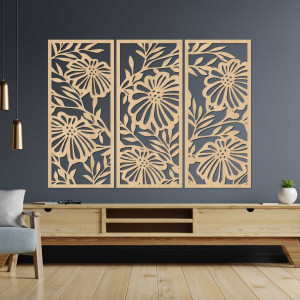 Elegant wall decoration with a motif of flowers and leaves in a delicate design. 2