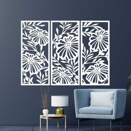 Handcrafted wooden painting with a nature theme and flowers. Handcrafted wooden painting with a nature theme and flowers.