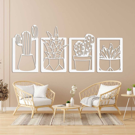 Rustic wooden decoration with subtle houseplant motifs
