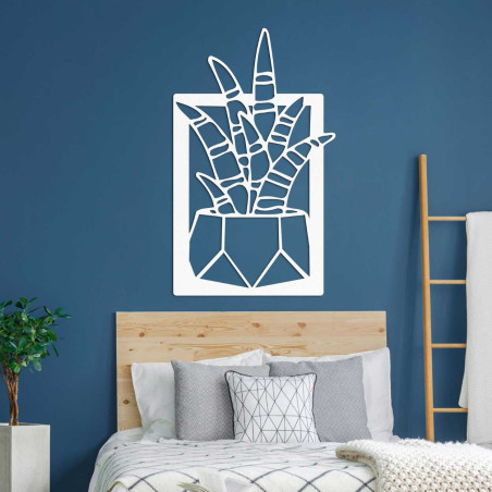 Designer wooden set of paintings with cacti in geometric flower pots