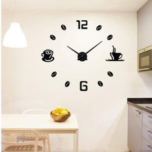 Large adhesive wall clock in a modern dining room interior 2