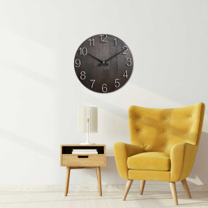 Solid wooden clock with a minimalist design and a distinctive dial. 2