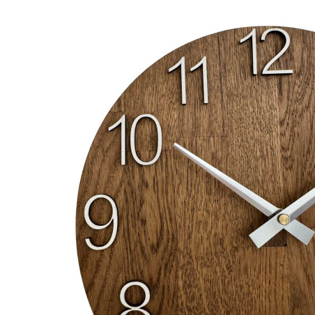 A close-up of a wooden dial with a subtle cutout in a natural style.