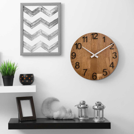 Wall clock made of solid oak, minimalist design - UNITARIY