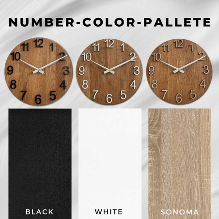 Oak wall clock with Arabic numerals - DOMODRA