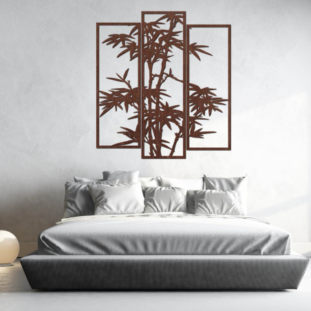 Black bamboo painting - three-piece modern interior decoration
