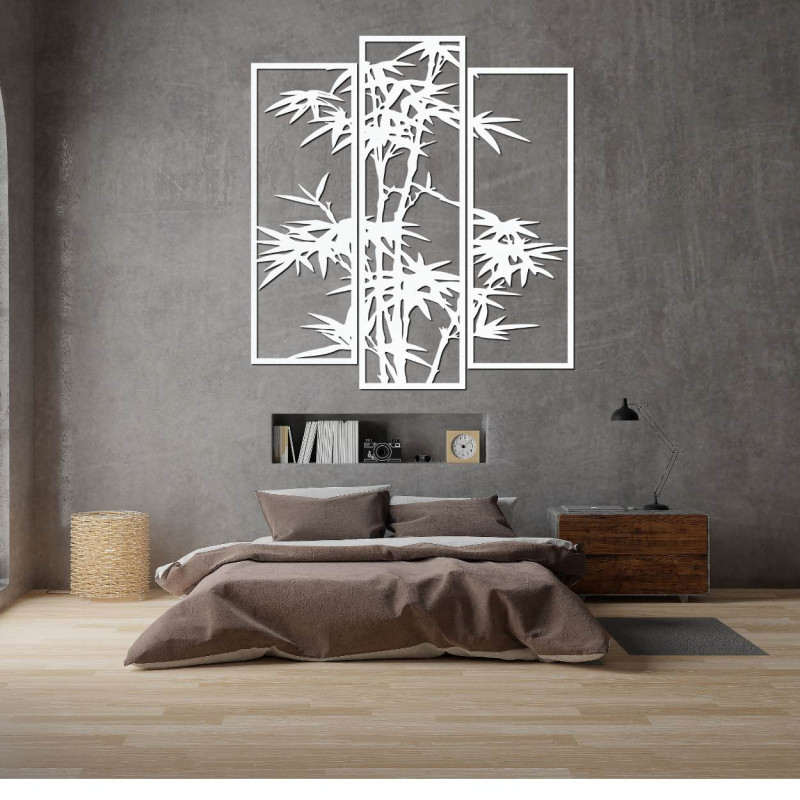 Elegant three-part painting with bamboo - decoration for modern interiors