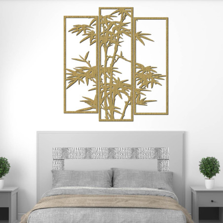 Bamboo wall decoration - three-piece black wall painting