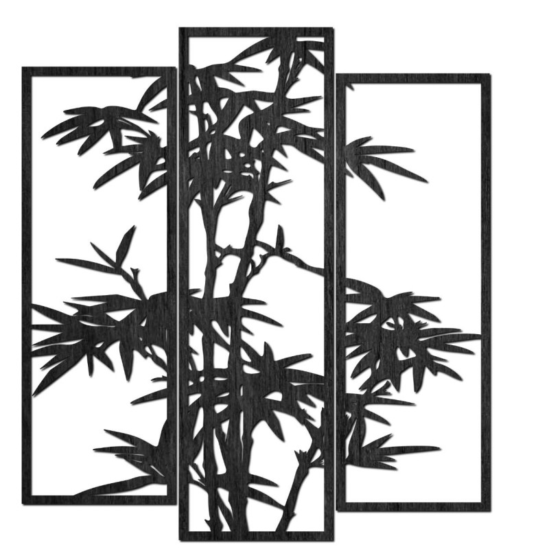 Metal panel painting of bamboo in three parts - elegant wall decoration
